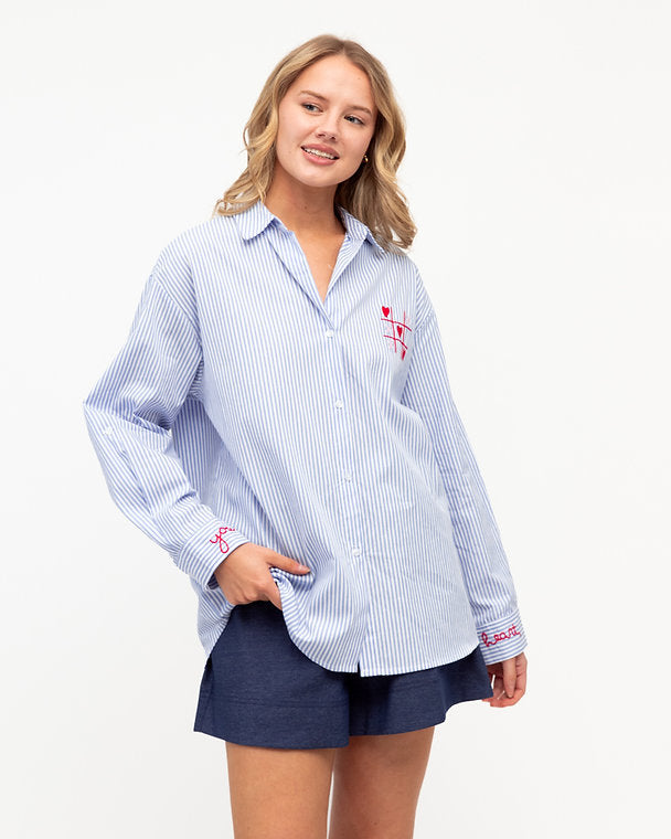 X's & O's Oversized Embroidered Shirt