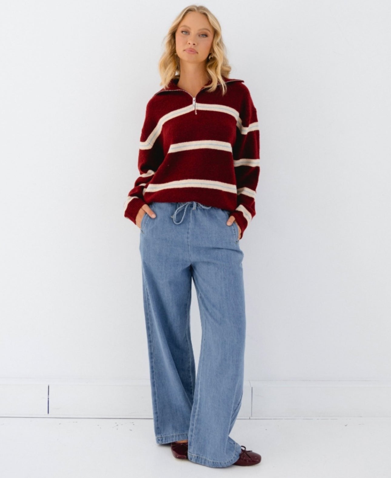 Burgandy Stripe Jumper