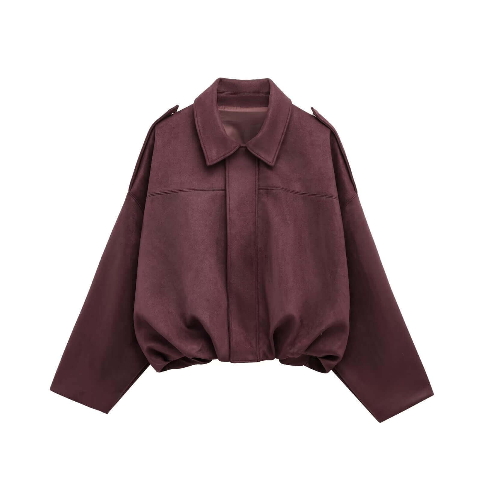 Juni Suede Bomber Jacket Dark Wine