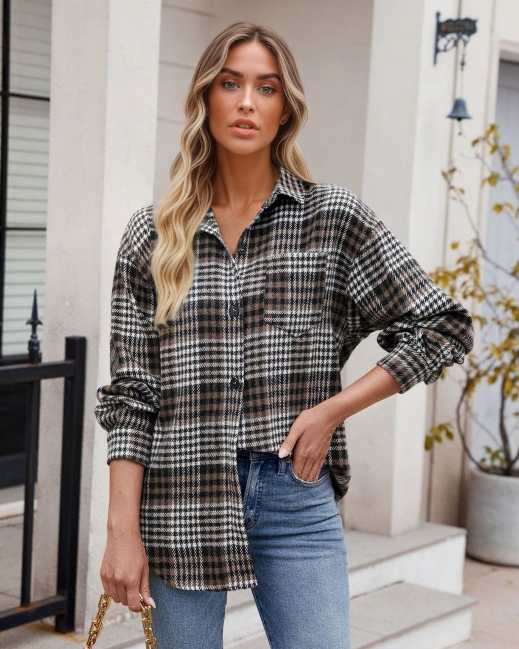 Dale Flannel Shacket Brown
