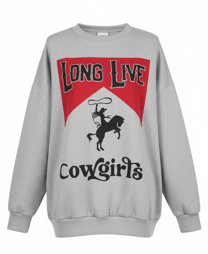 Long Live Cowgirls Fleece Top Grey