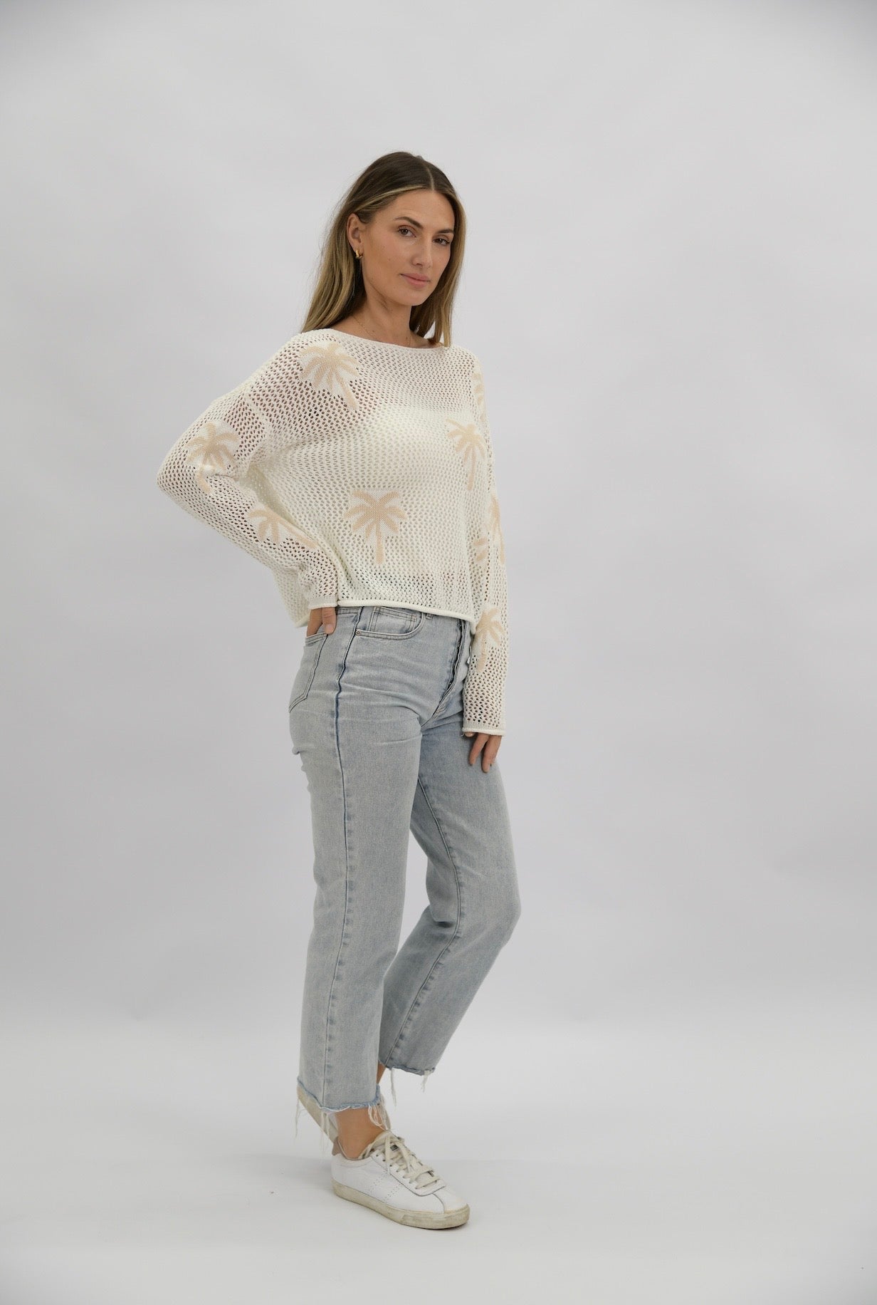Sunset Shore Palm Knit White