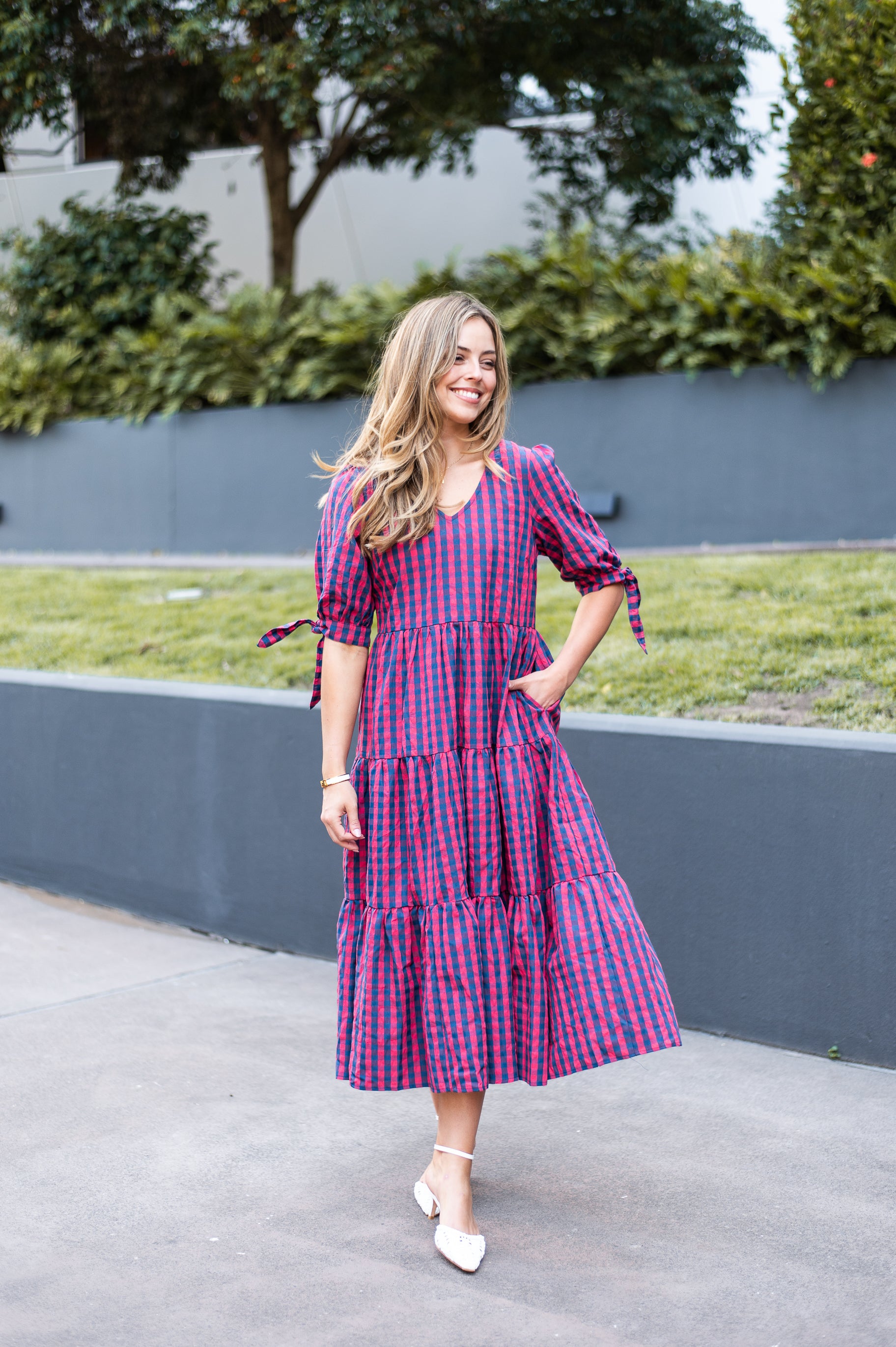 Annie Gingham Midi Dress