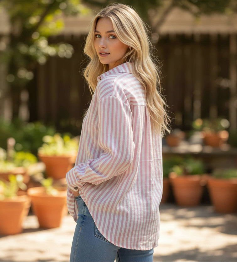 Portabello Pink Stripe Shirt