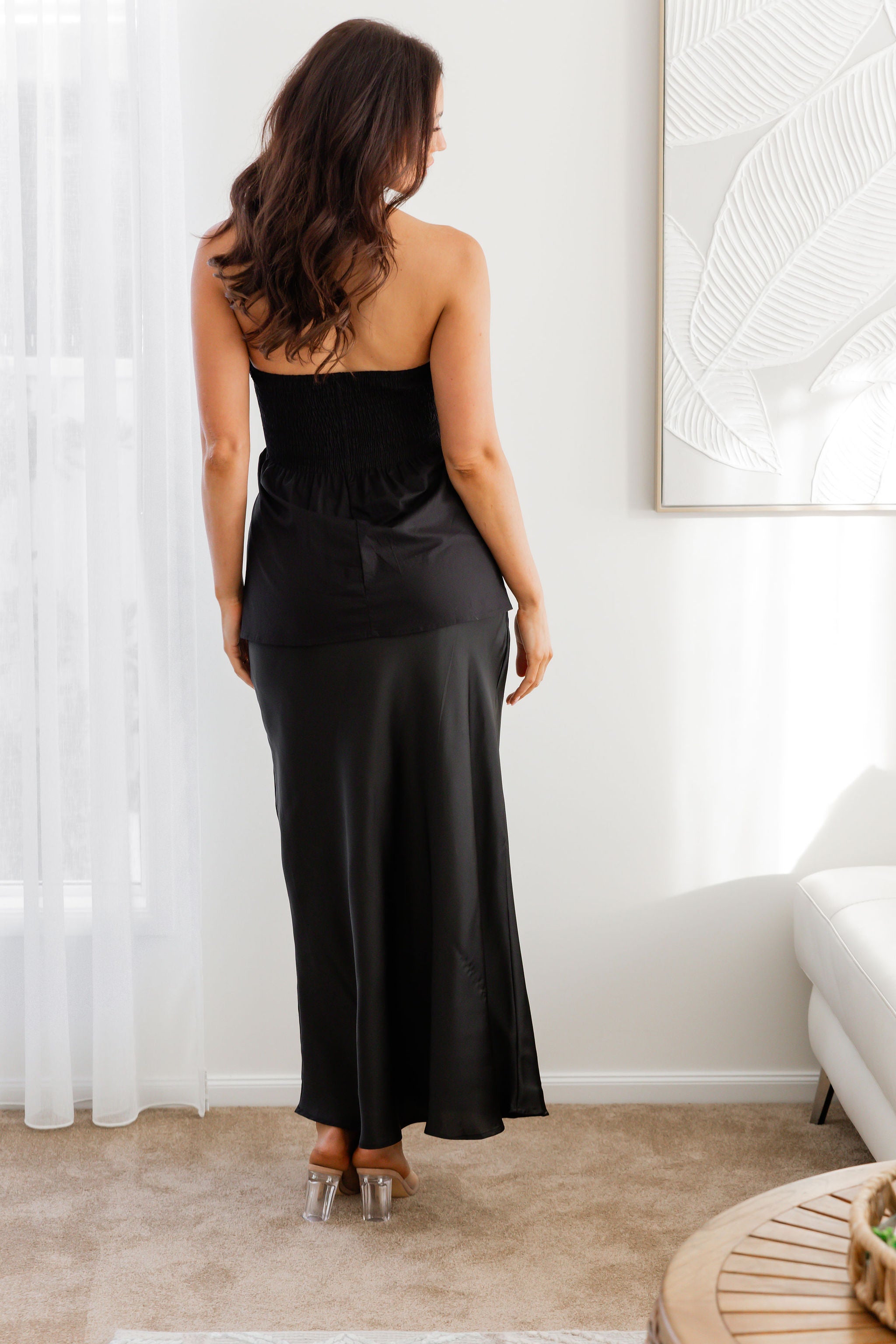 Pleated Top & Satin Skirt Set By Frankie