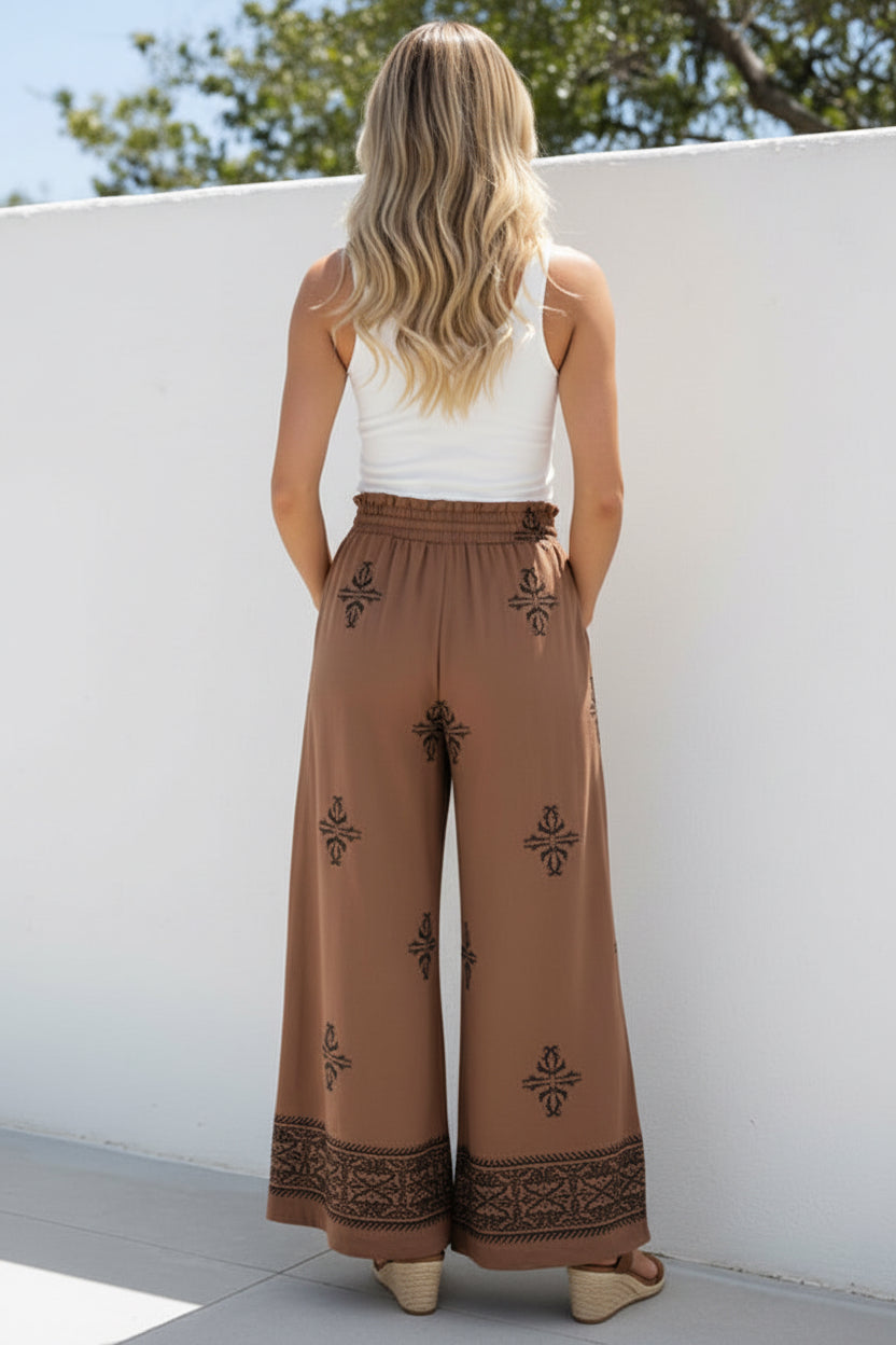 Bailey Embroidered Wide Leg Pant