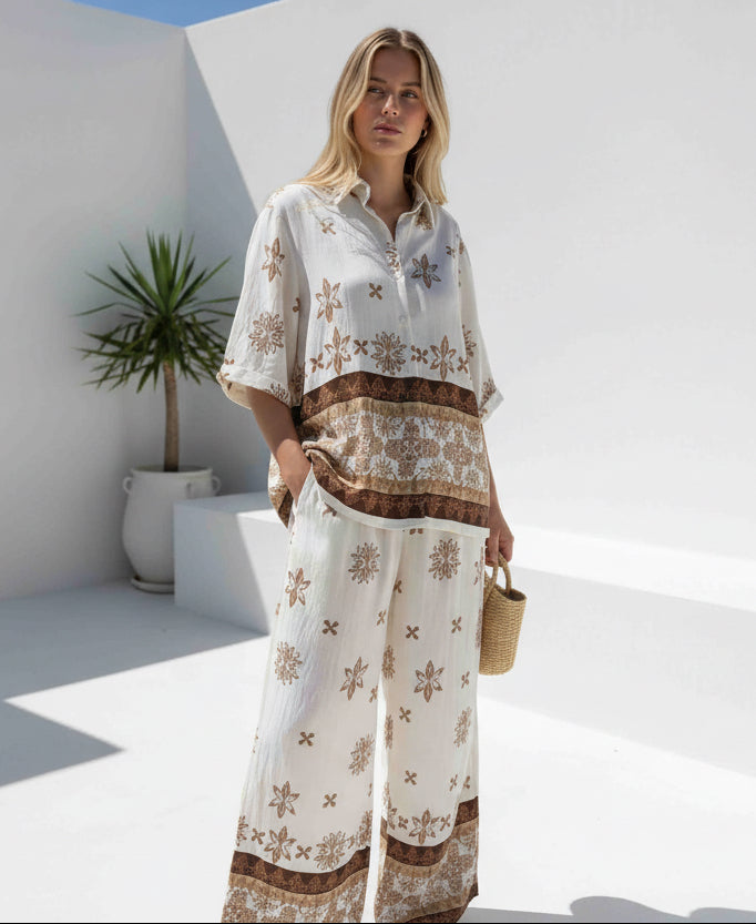 Cambria Shirt & Pant Set Lt Cream