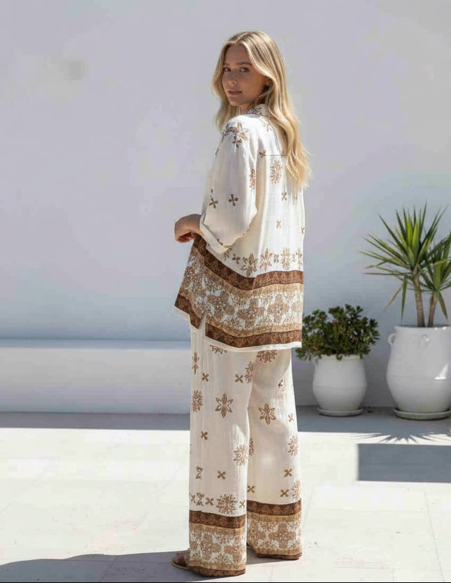 Cambria Shirt & Pant Set Lt Cream