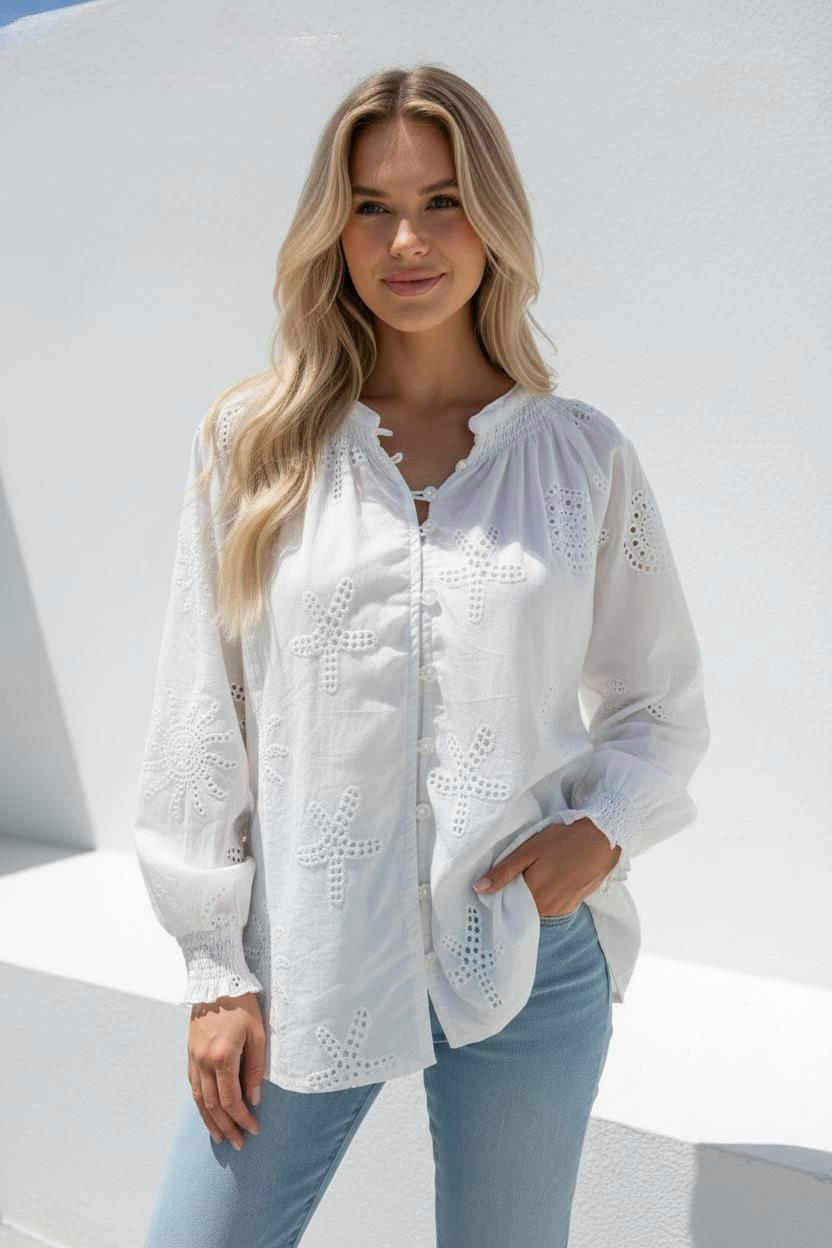 Pearl Cotton Lace Blouse