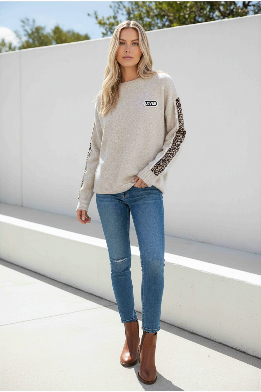 Lover Leopard Knit Jumper Natural