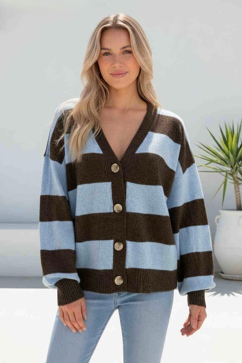 Torrey Block Stripe Knit Cardigan