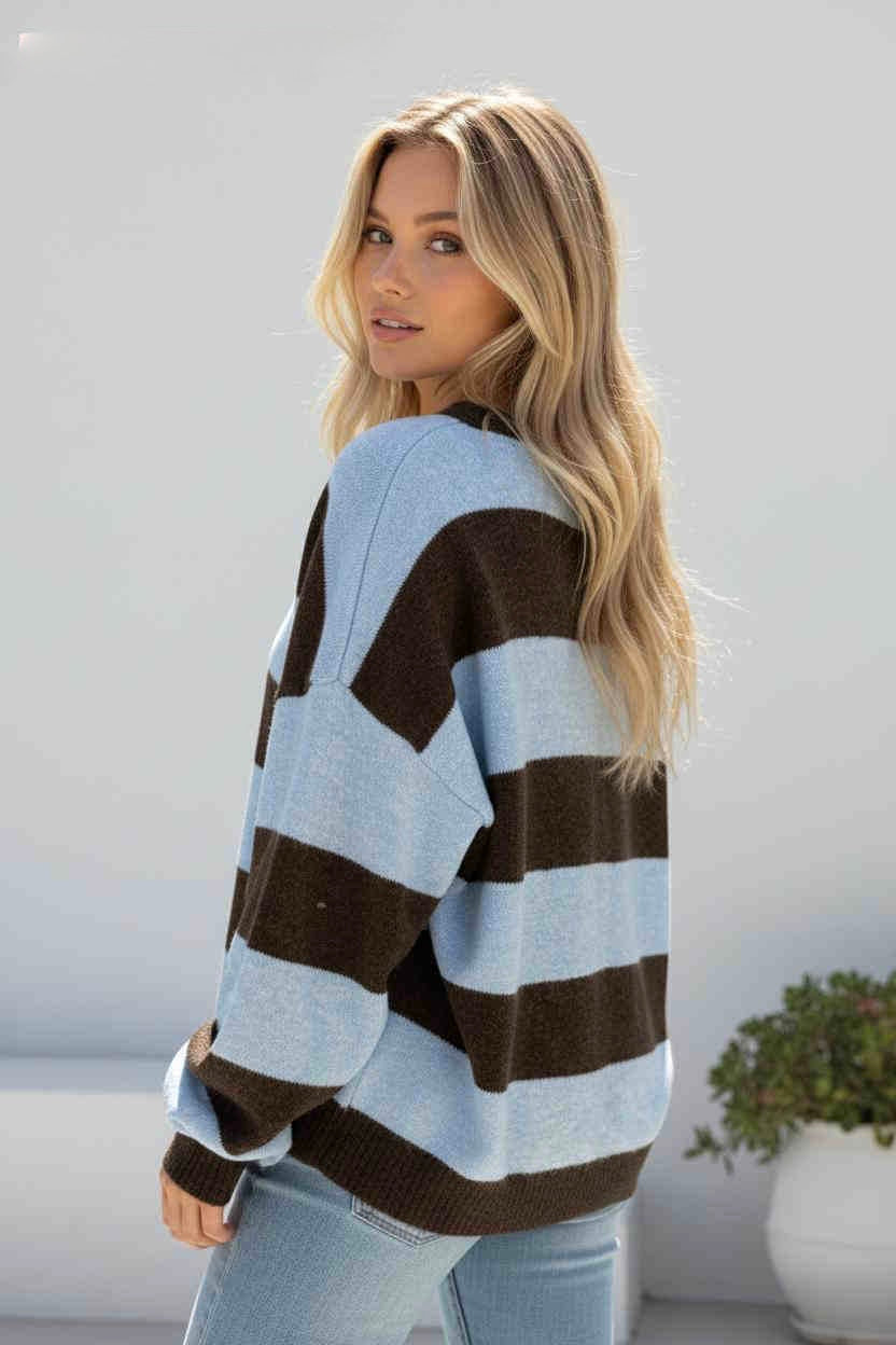 Torrey Block Stripe Knit Cardigan