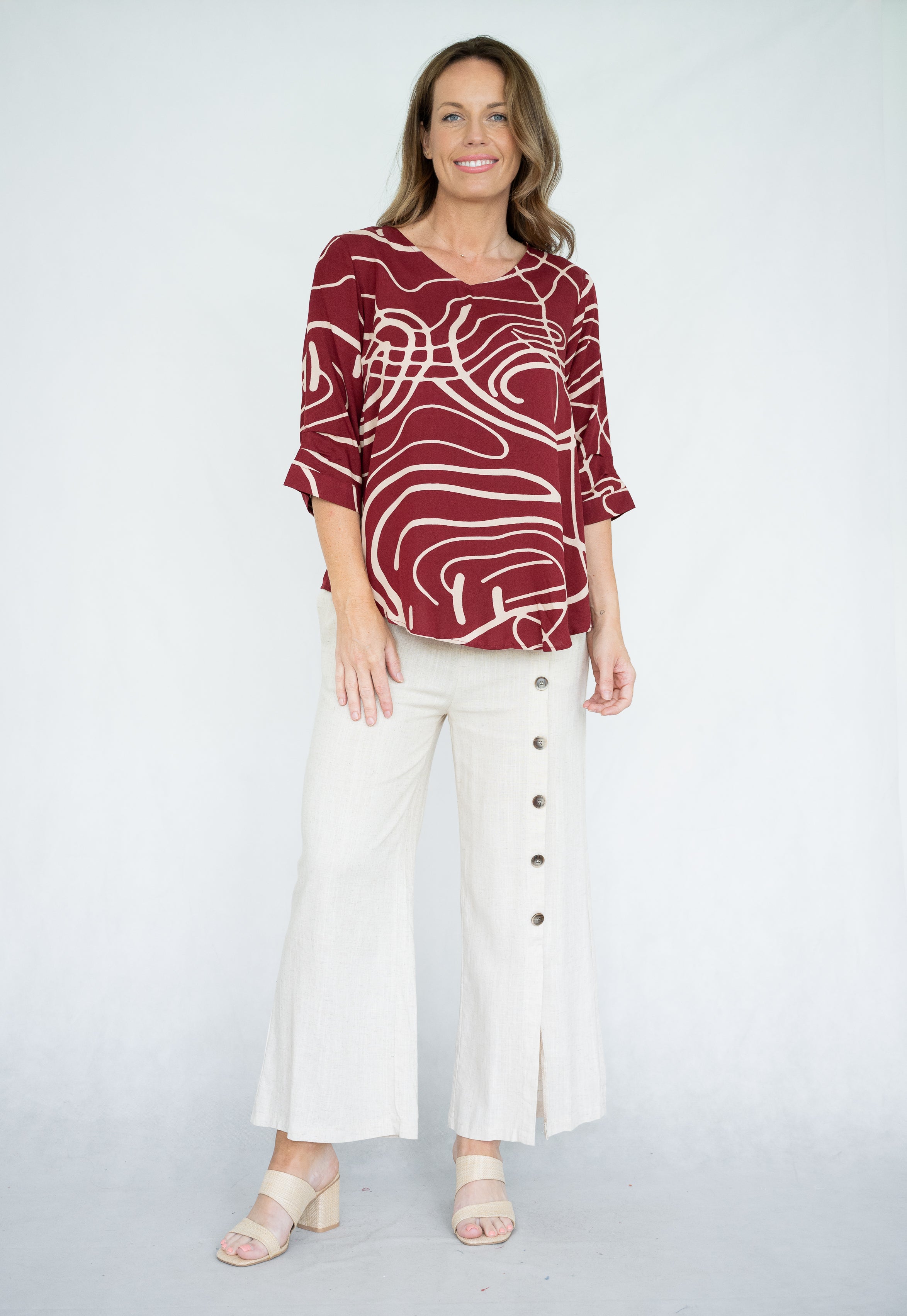 Scribble Burgundy Print Top