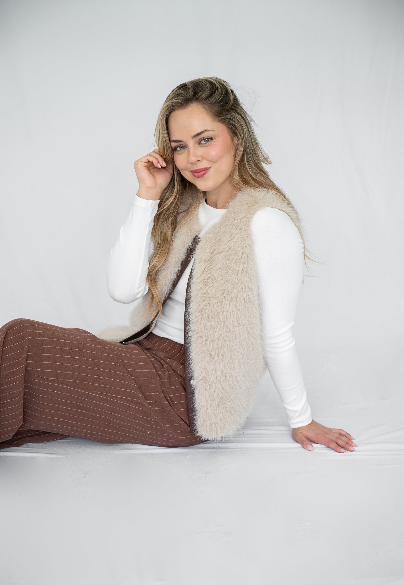 Narla Faux Leather Trim Fur Vest
