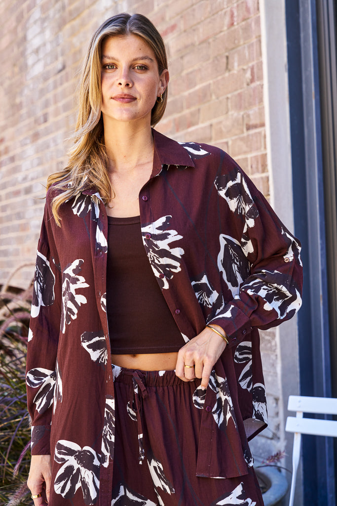 Divine Brown Floral Shirt