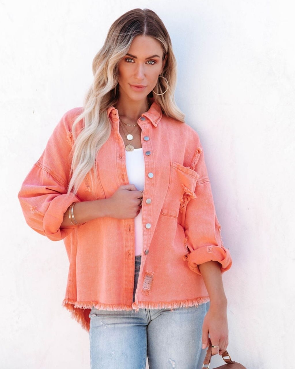 Felicity Denim Jacket Coral