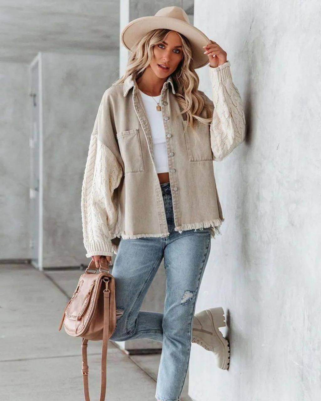 Tully Knit Sleeve Denim Jacket