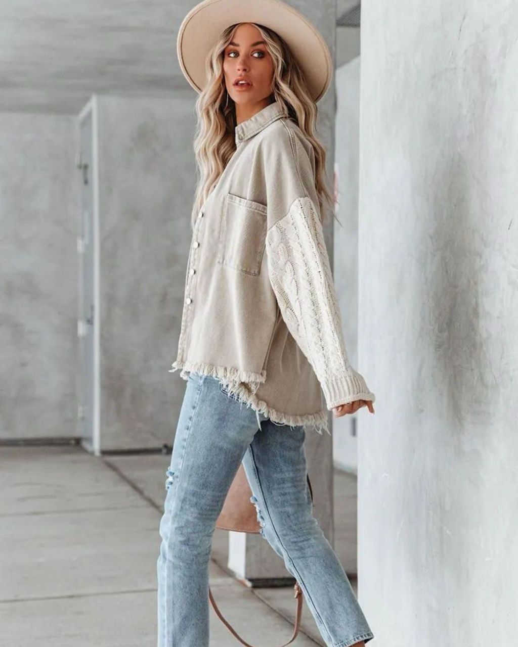 Tully Knit Sleeve Denim Jacket