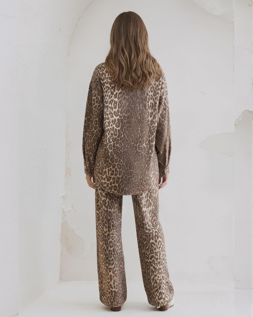 Leopard Button Down Denim Jacket