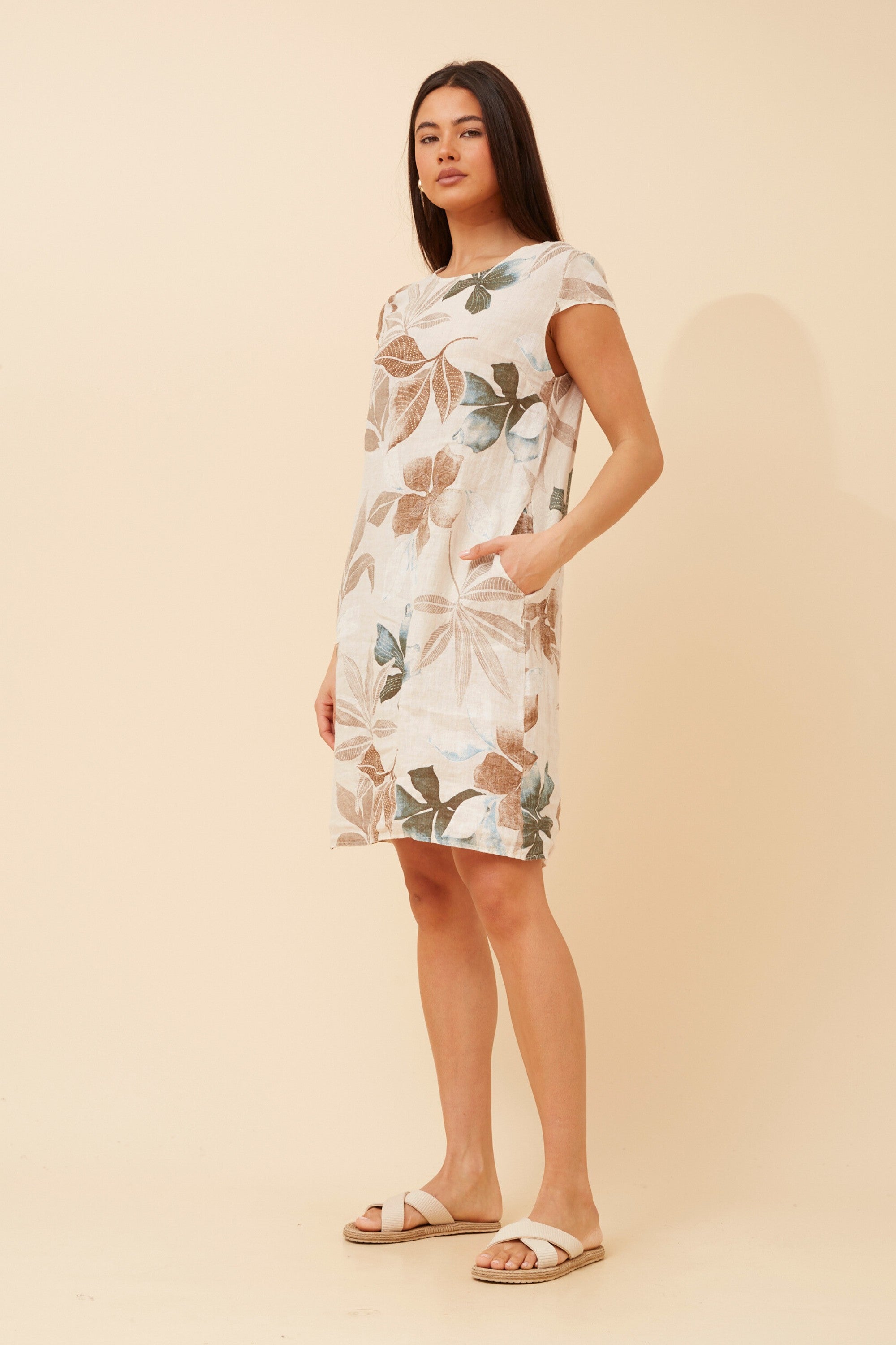 Giorgio Italian Linen Dress Biege