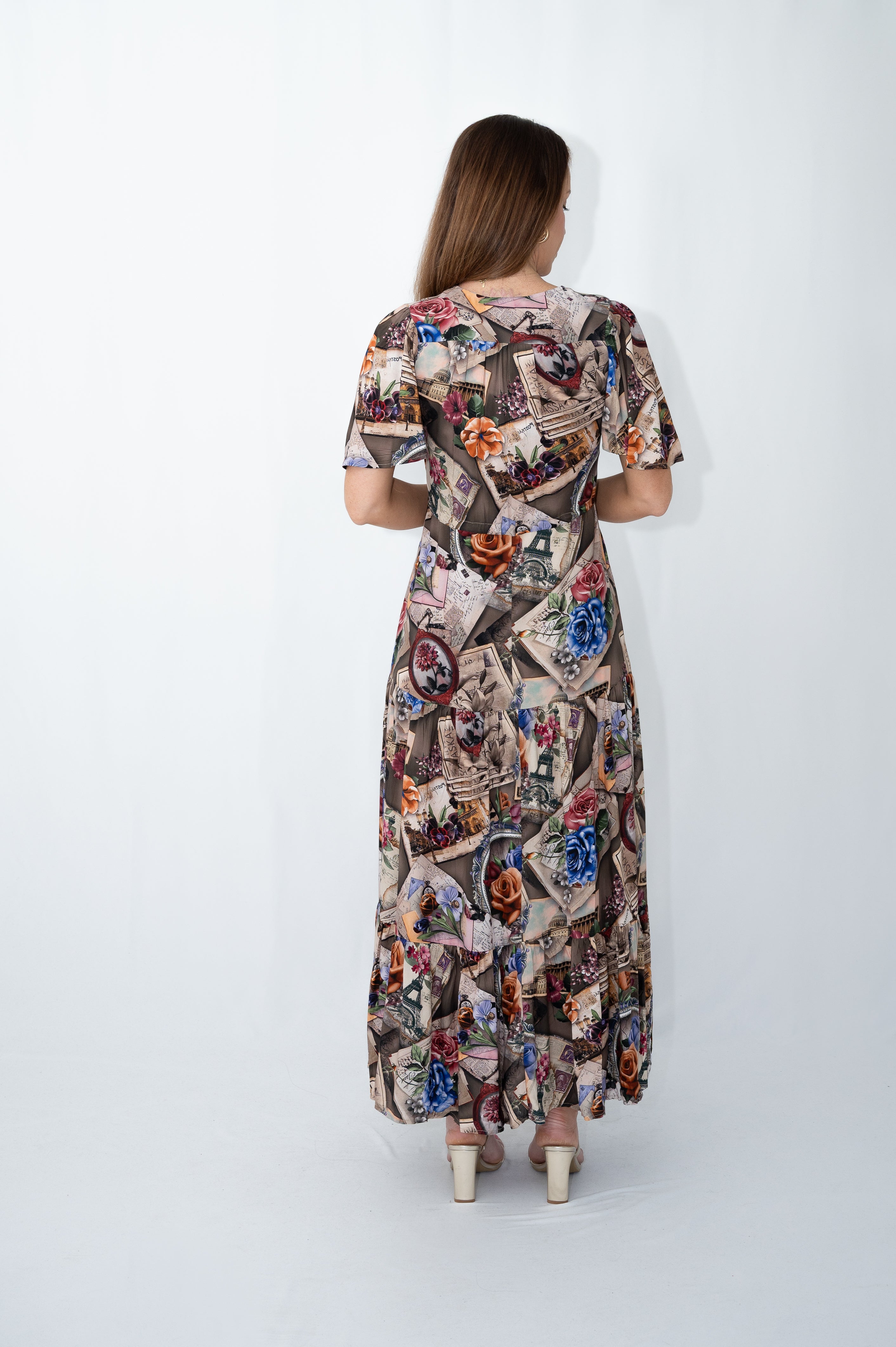 French Collage Maxi Dress