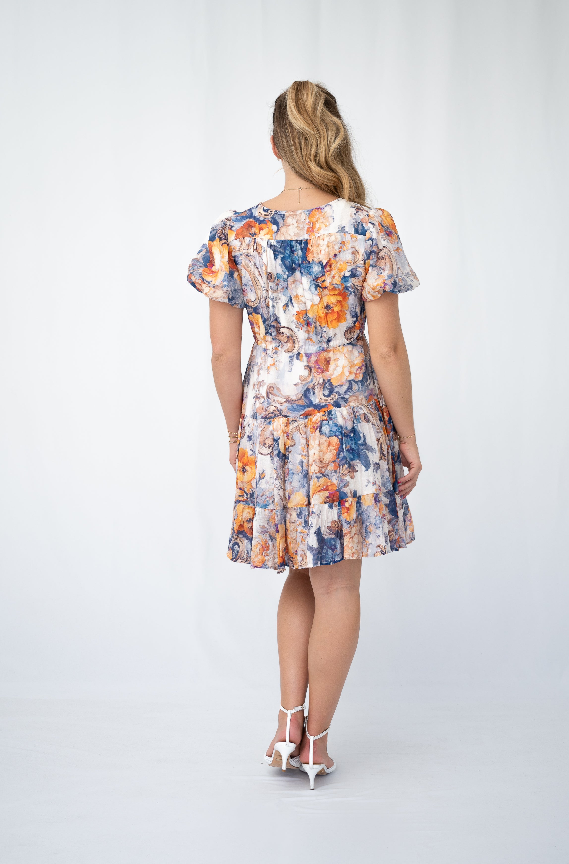 Vintage Rose Selma Short Dress Blue