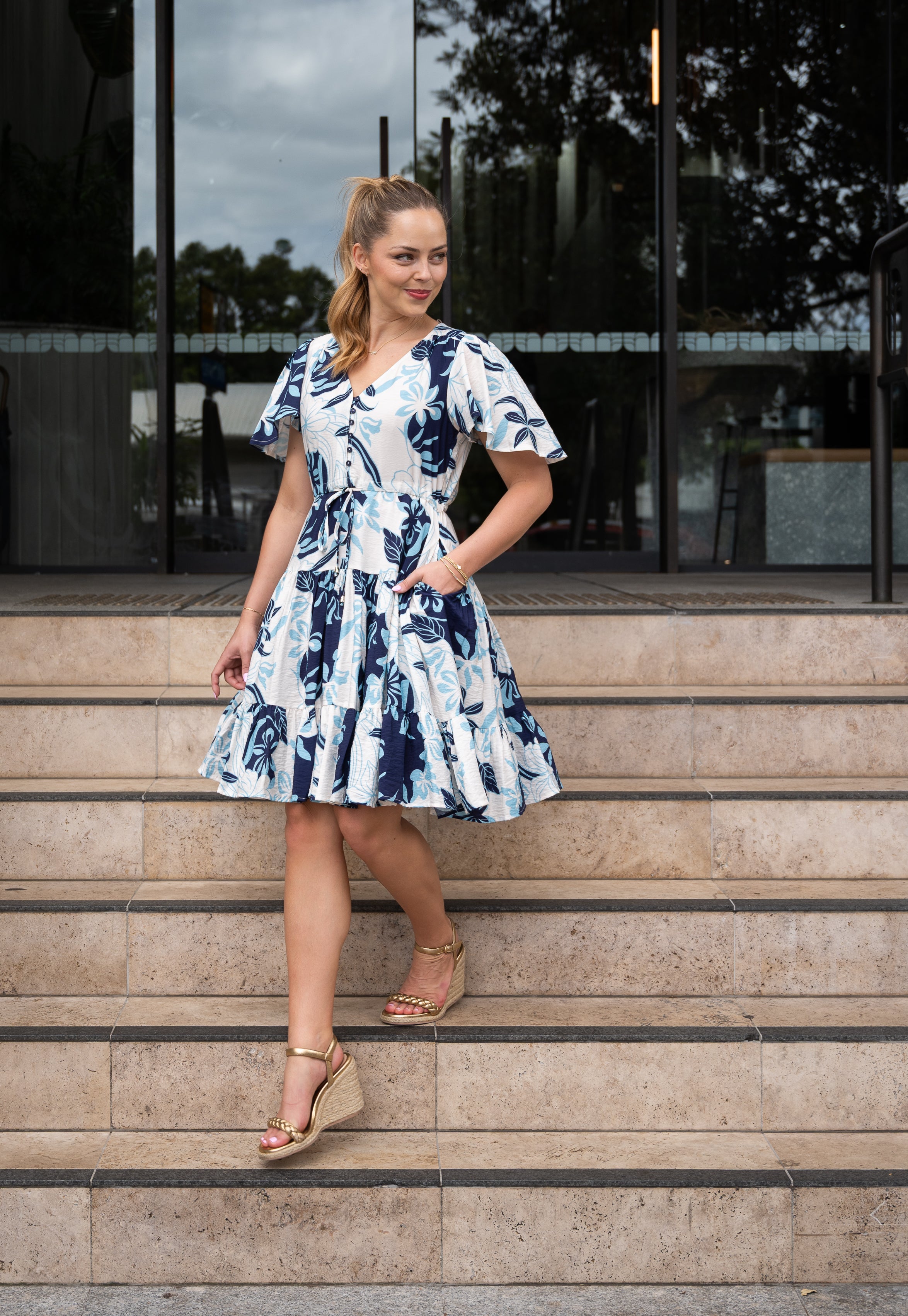 Polly Selma Short Dress Blue