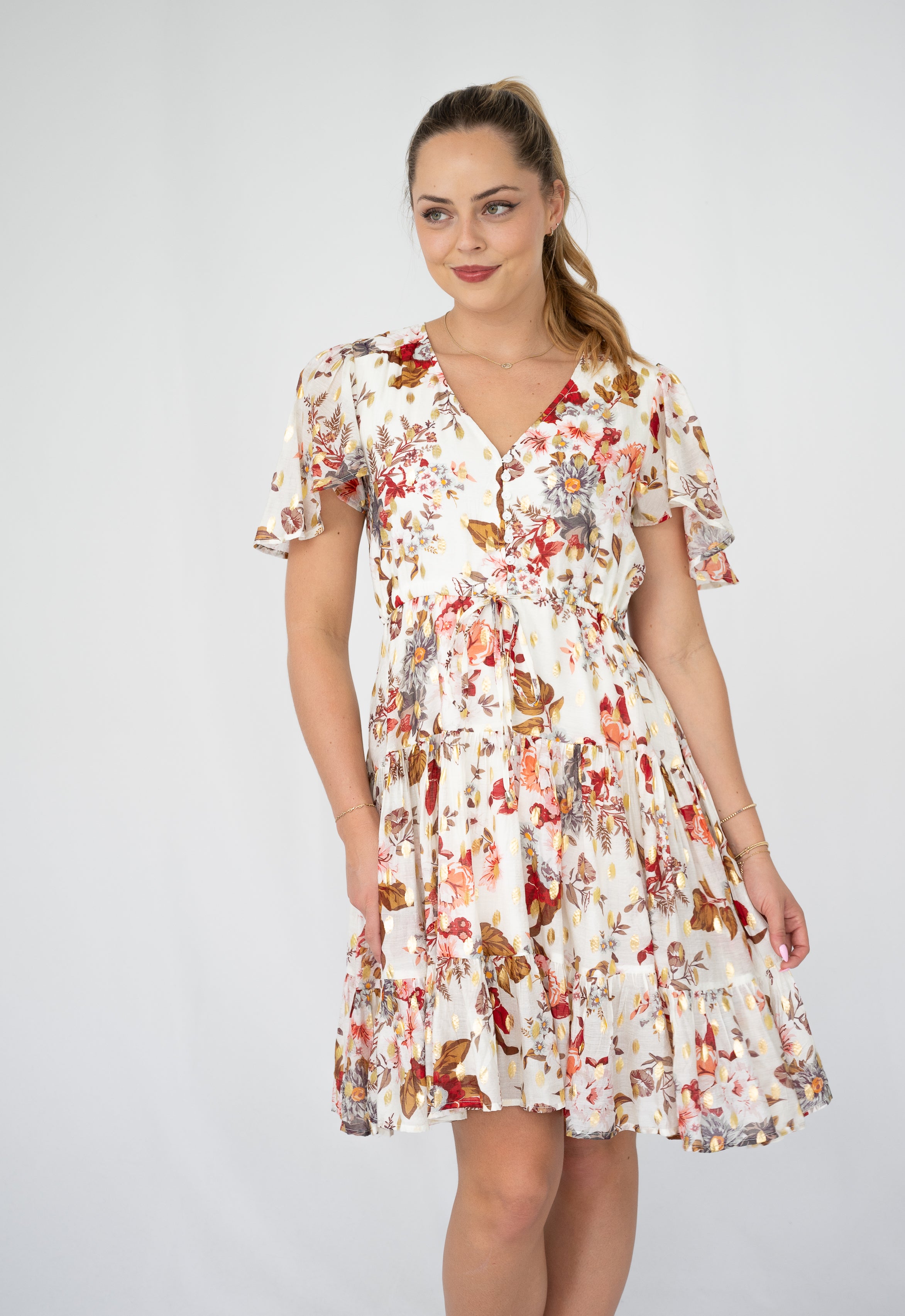 Gold Leaf Selma Short Dress