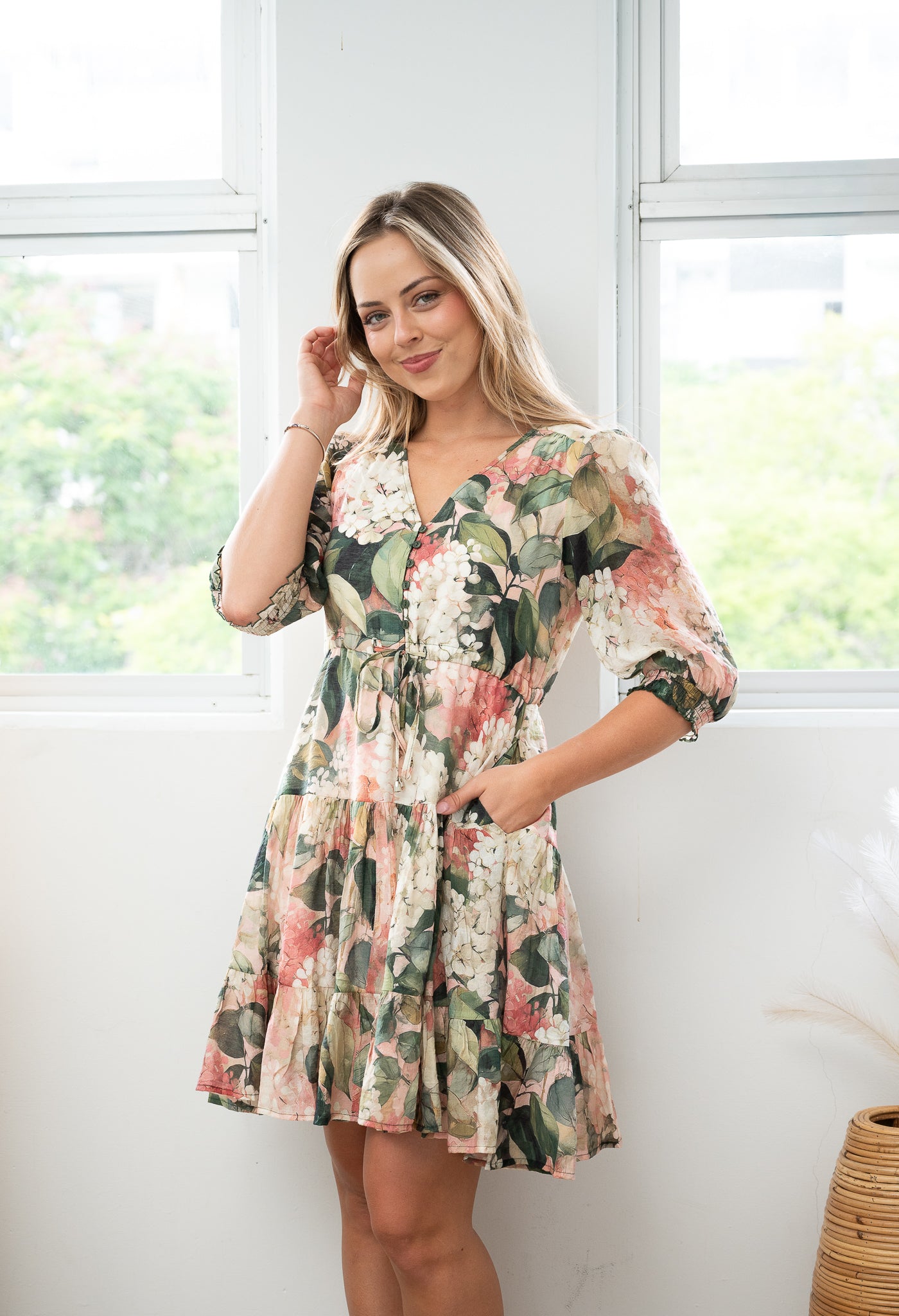Wisteria Short Dress Green