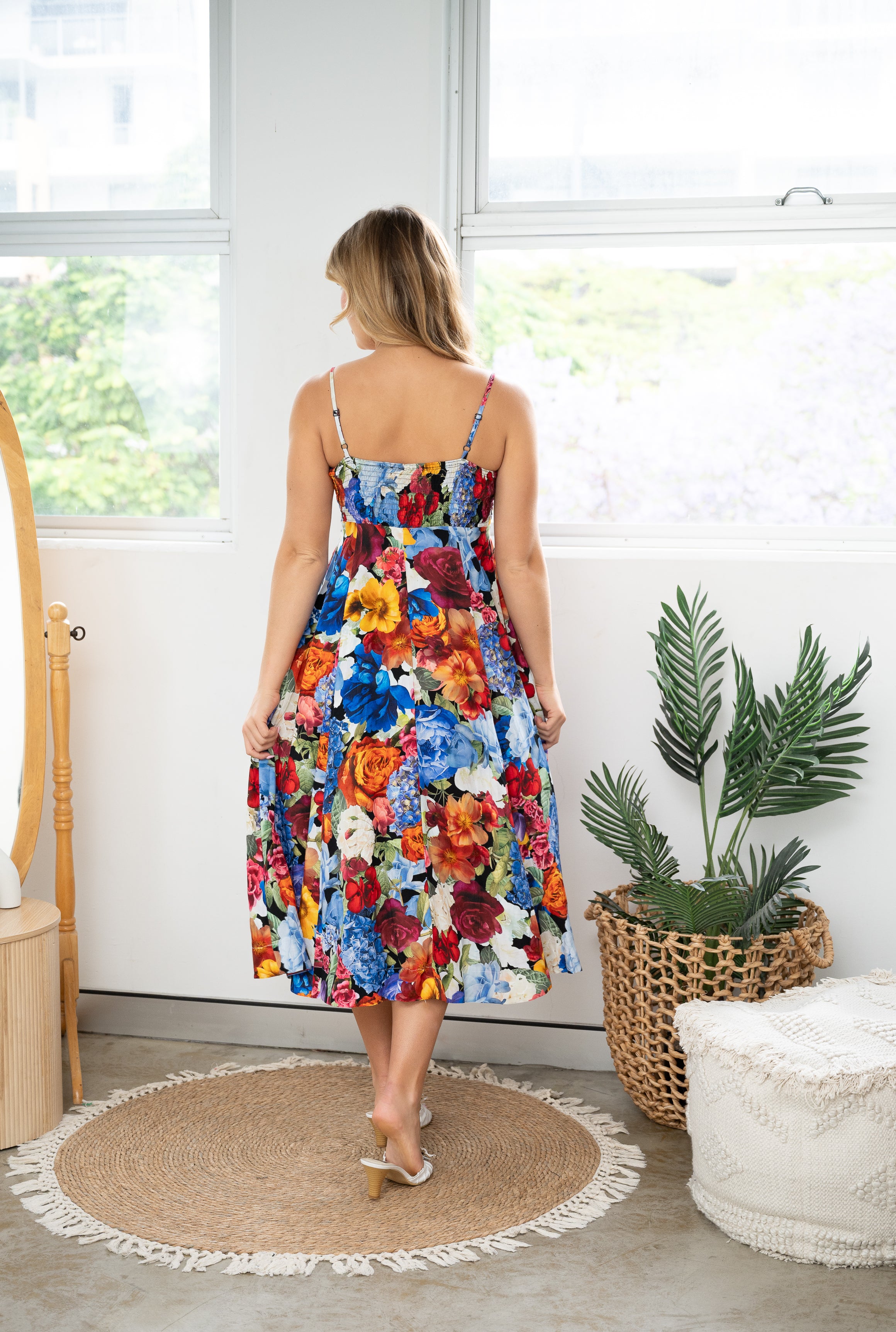 Flower Bouquet Tube Flare Dress