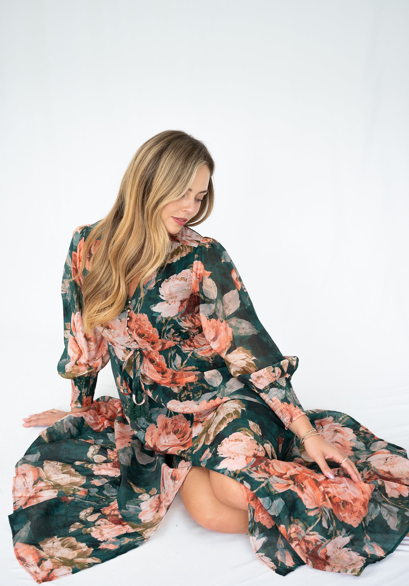 Rose Garden Maxi Dress Forest Green