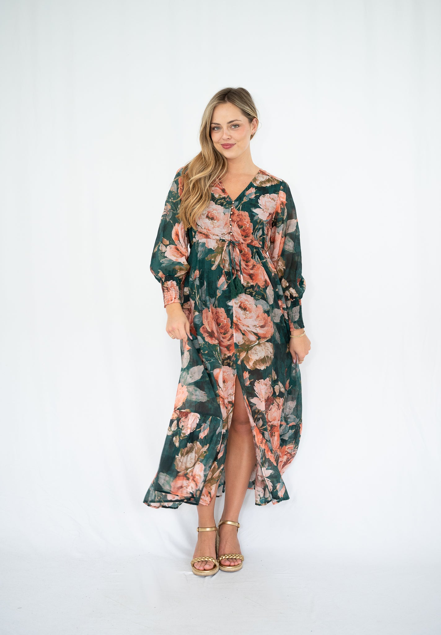 Rose Garden Maxi Dress Forest Green