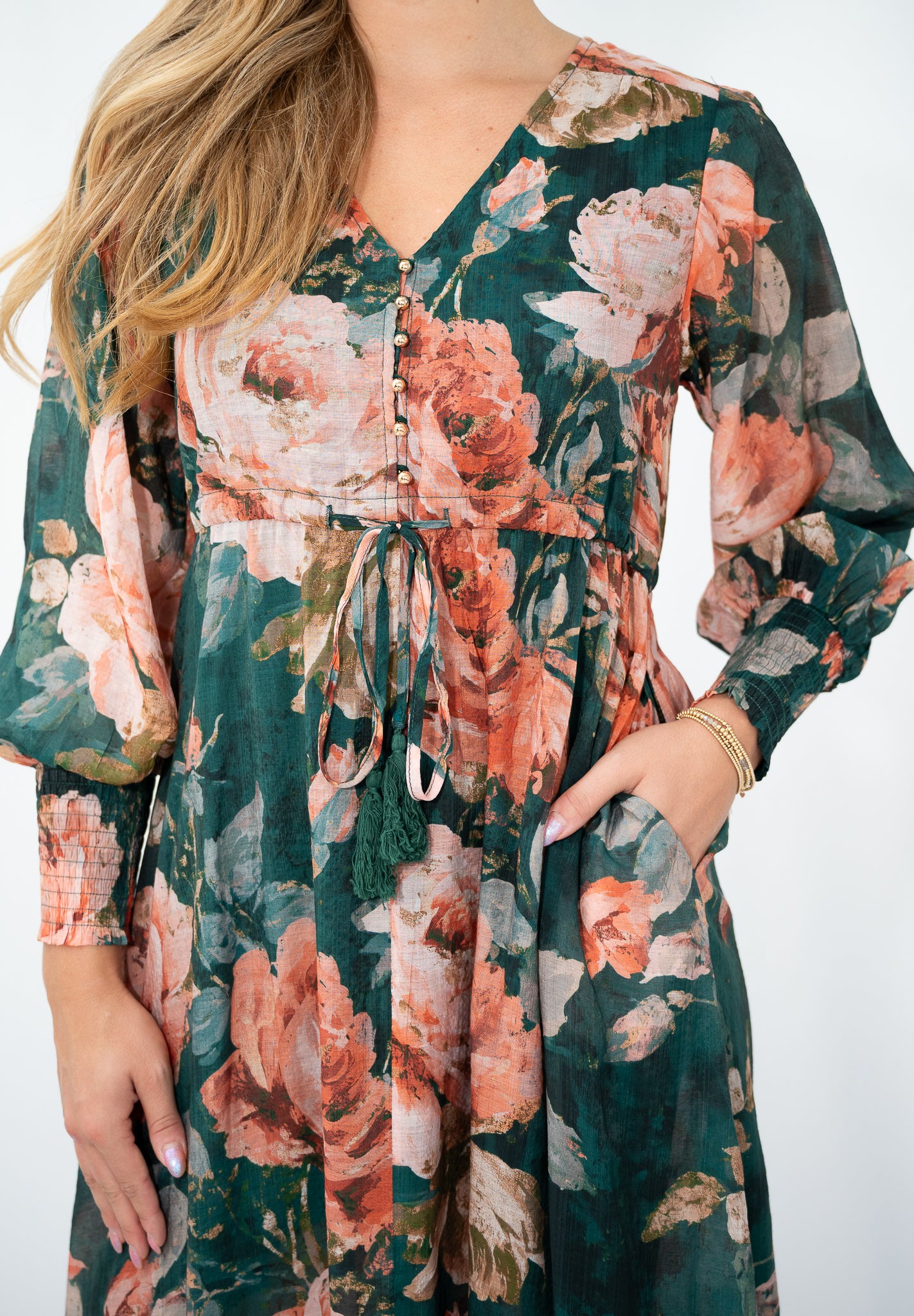 Rose Garden Maxi Dress Forest Green