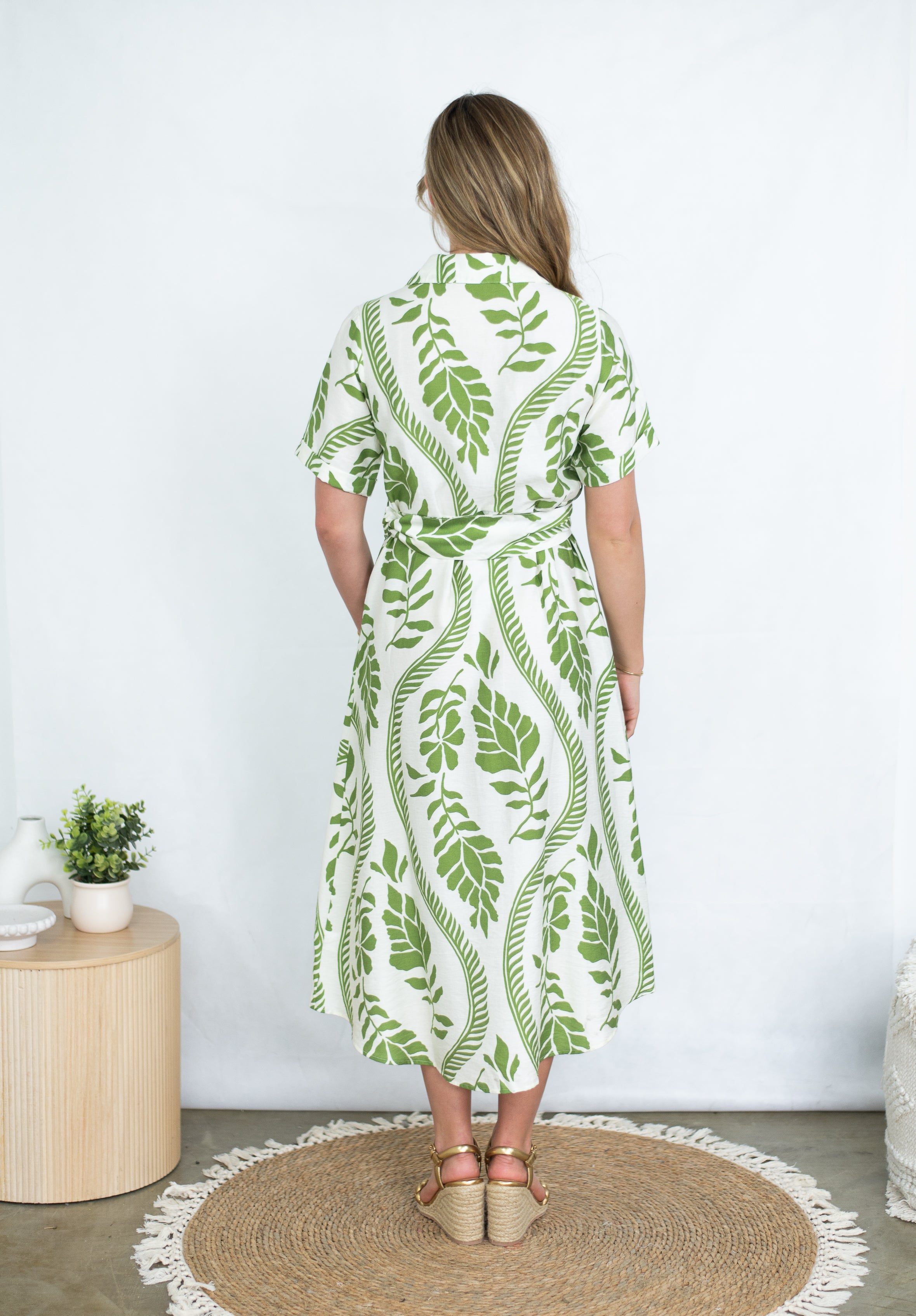 Junella Short Sleeved Dress Olive