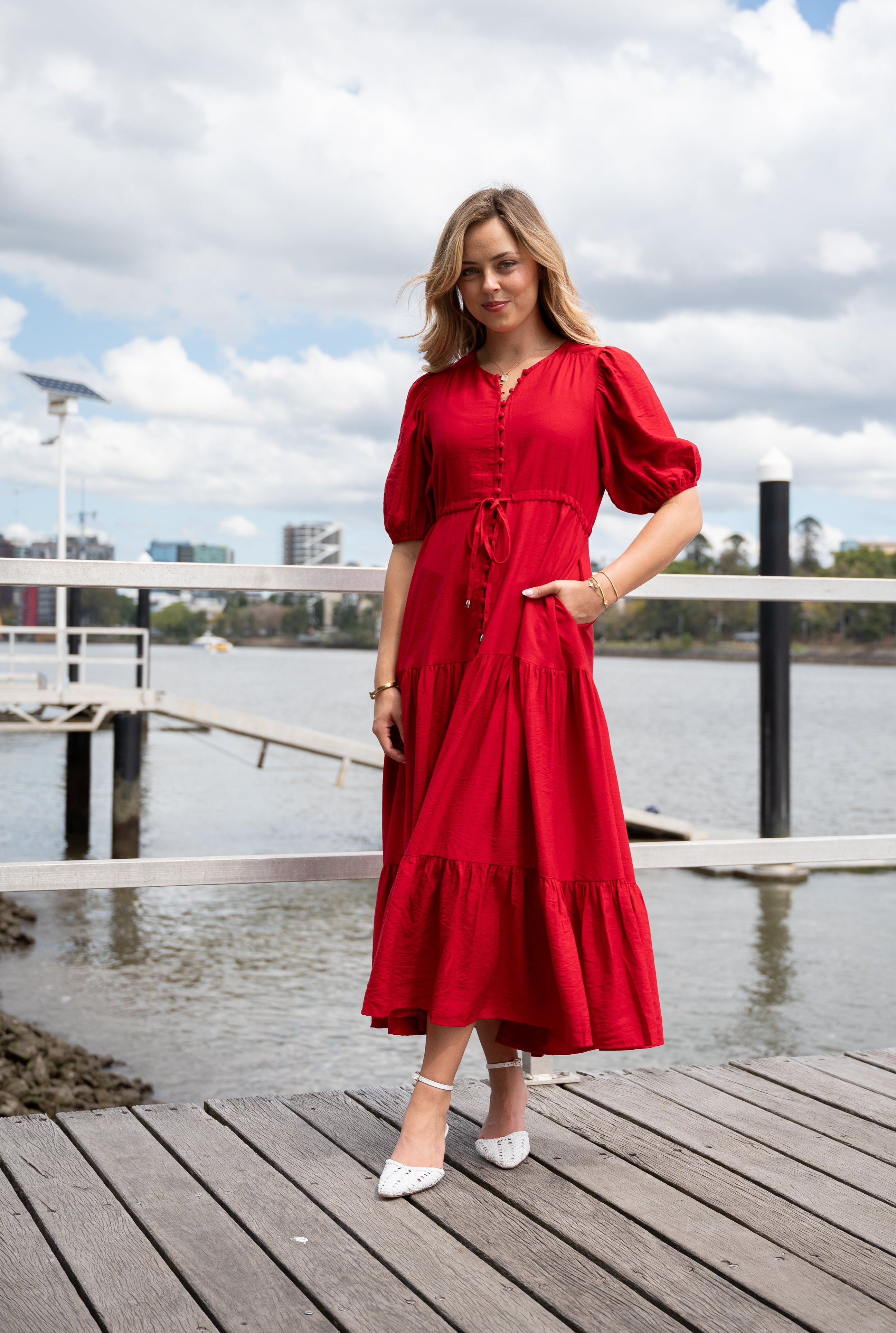 Selma Midi Dress Red