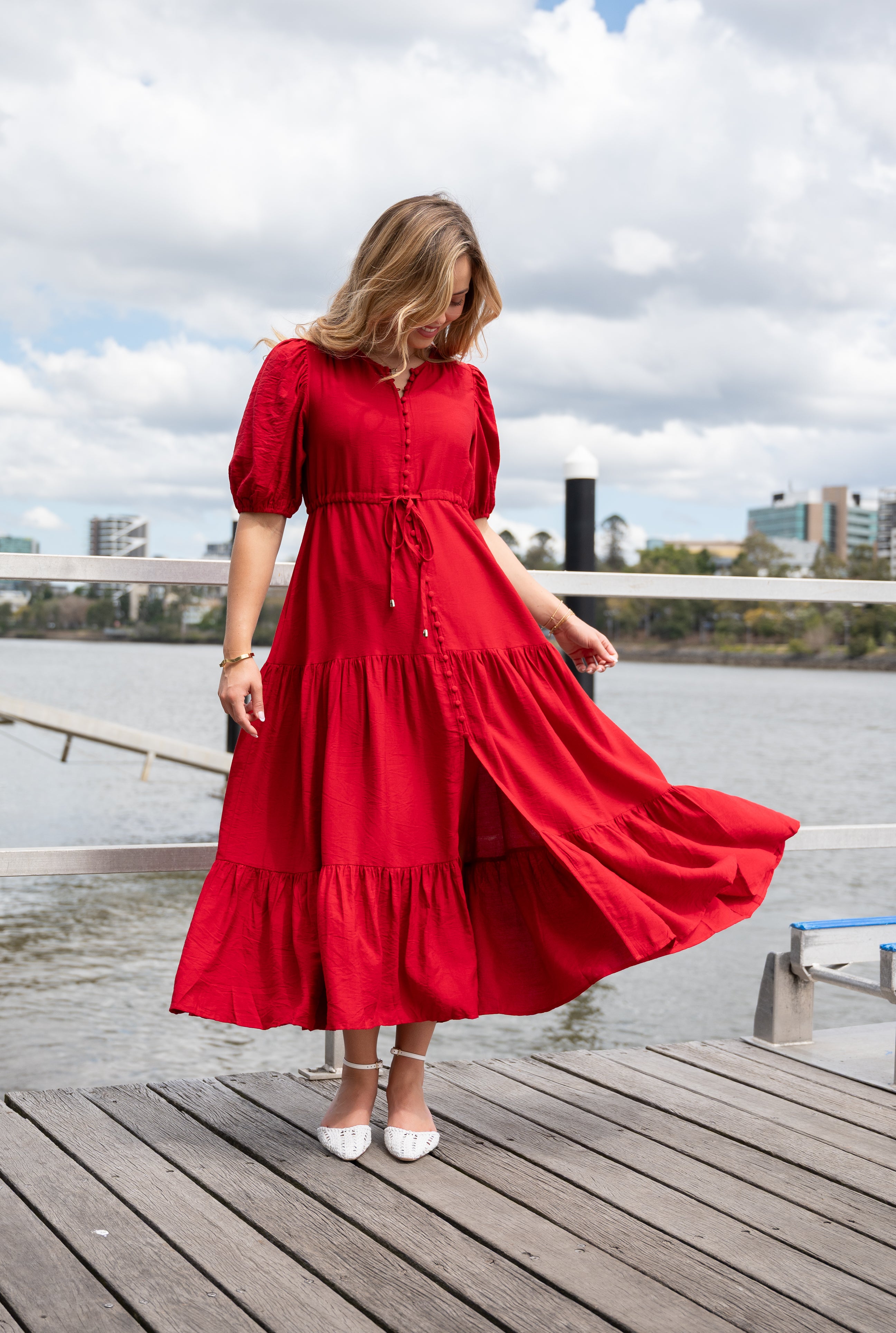Selma Midi Dress Red