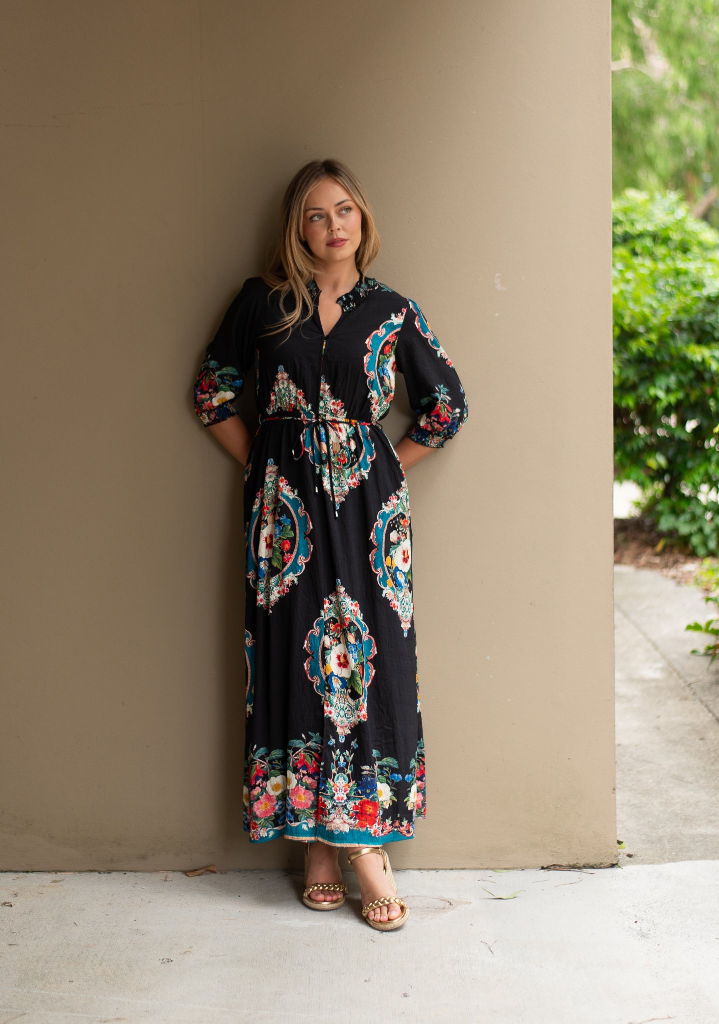 Florence Border Print Midi Dress