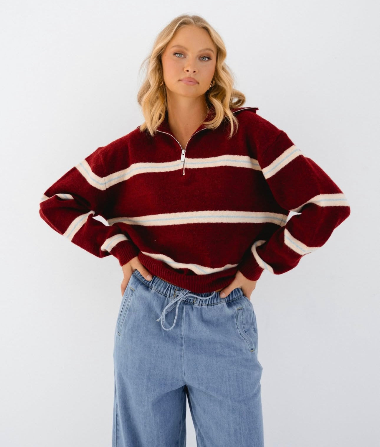 Burgandy Stripe Jumper