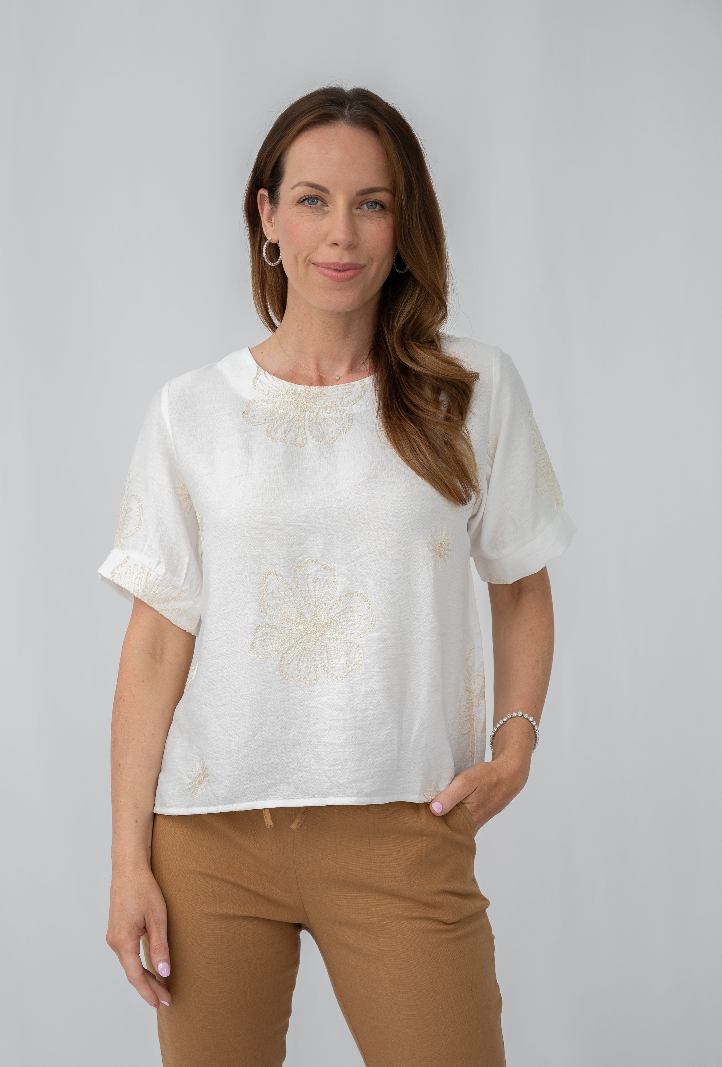 Elice Embroidered Top White