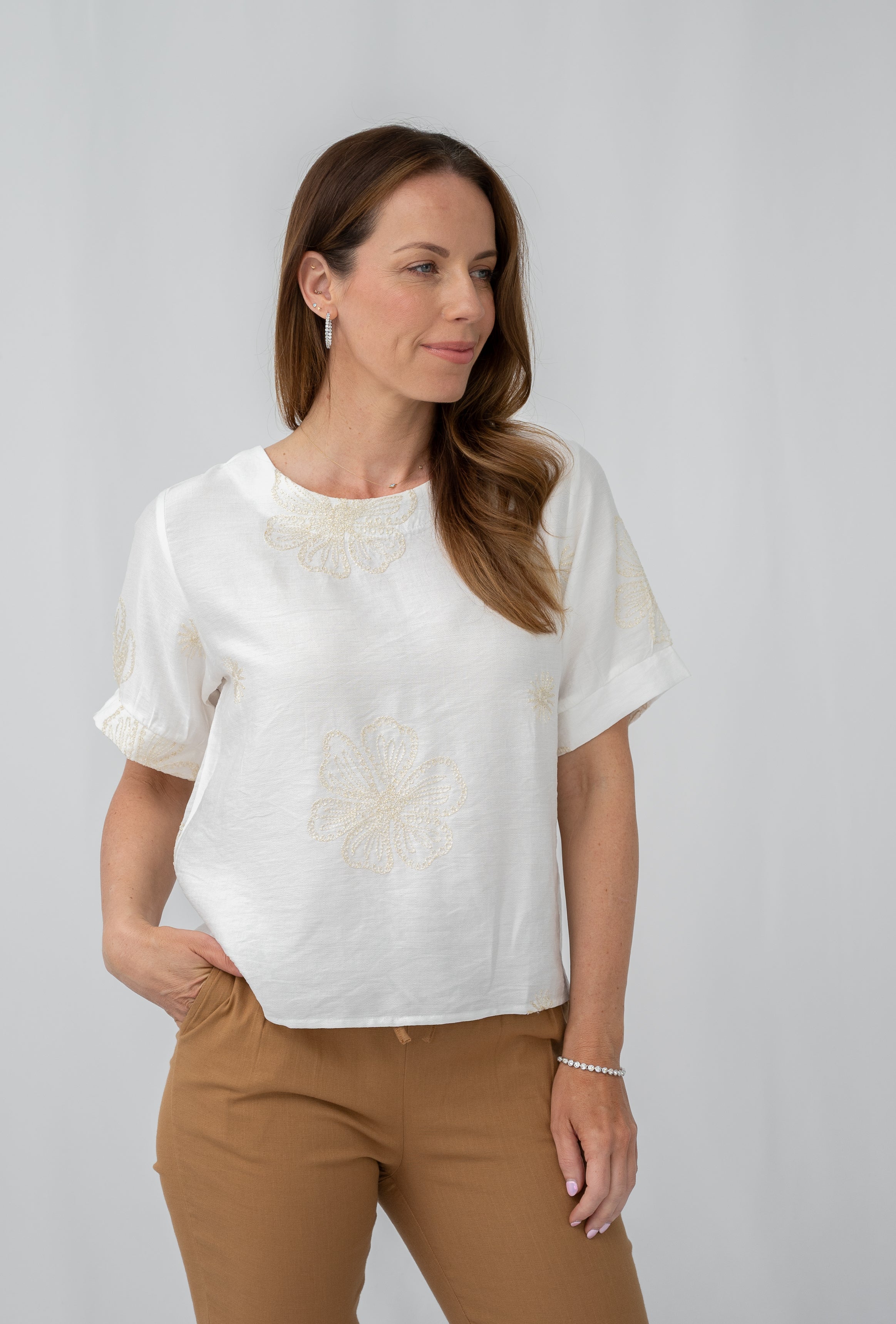 Elice Embroidered Top White