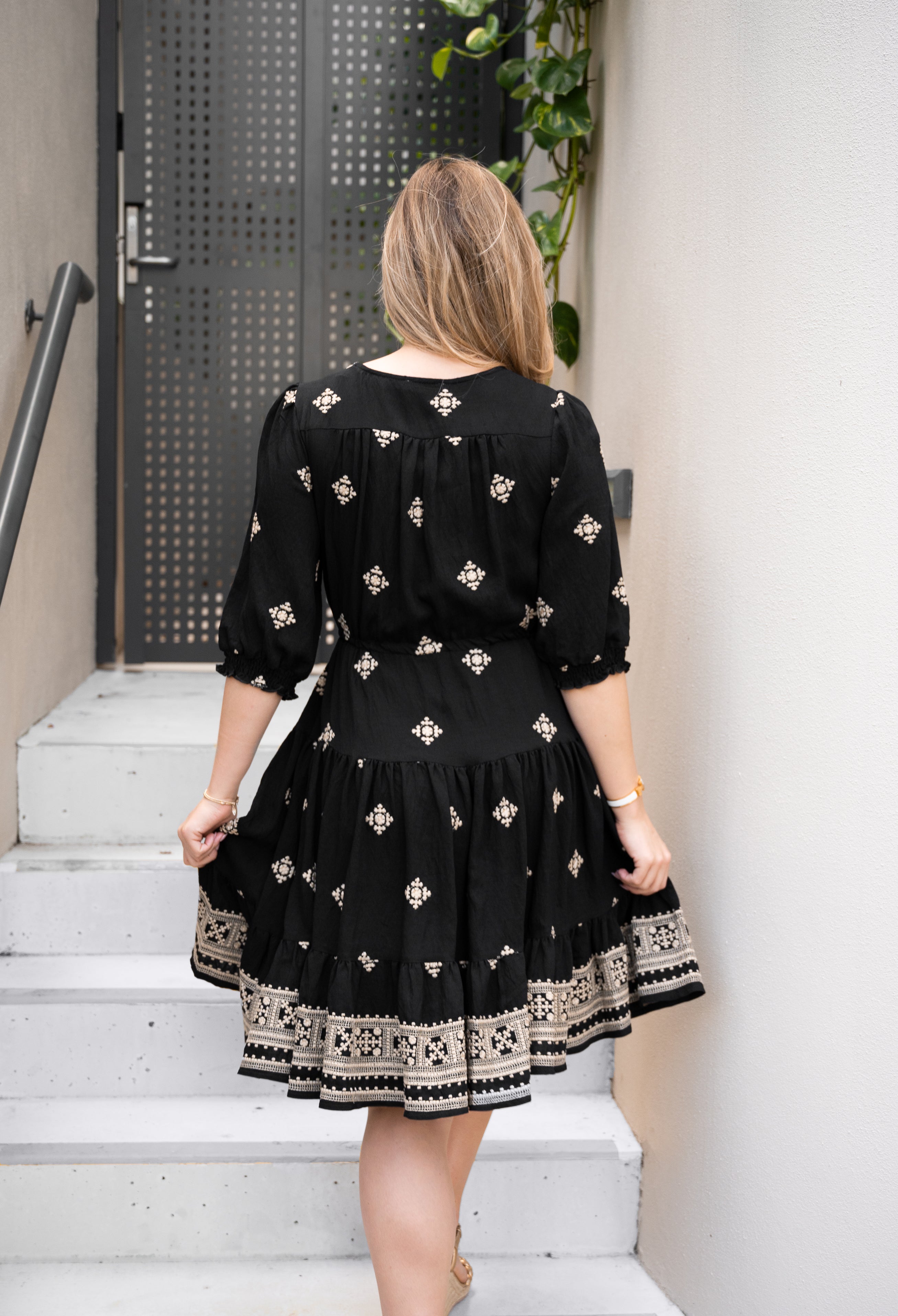 Emberlace Black Embroidered Short Dress