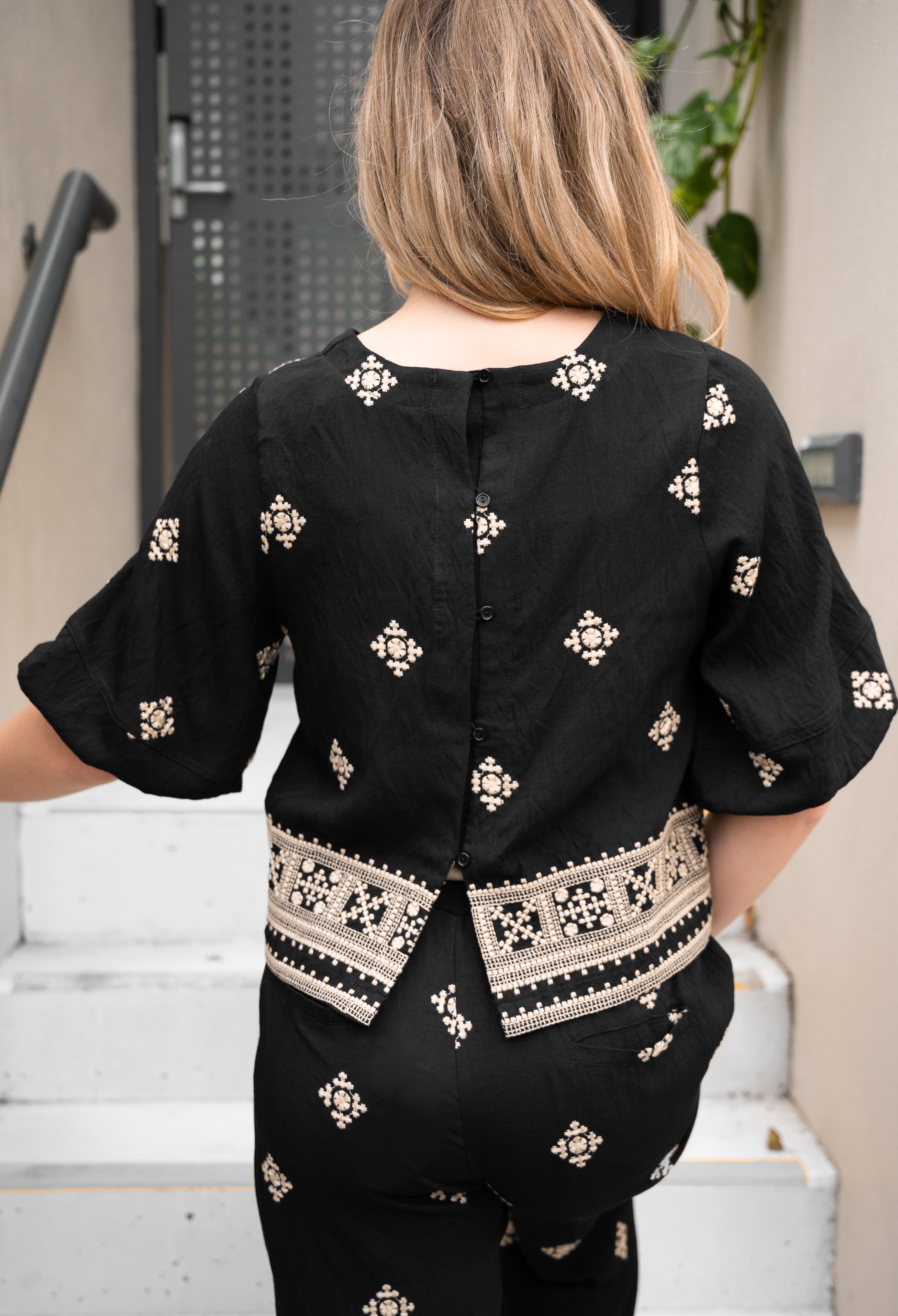Emberlace Black Embroidered Top