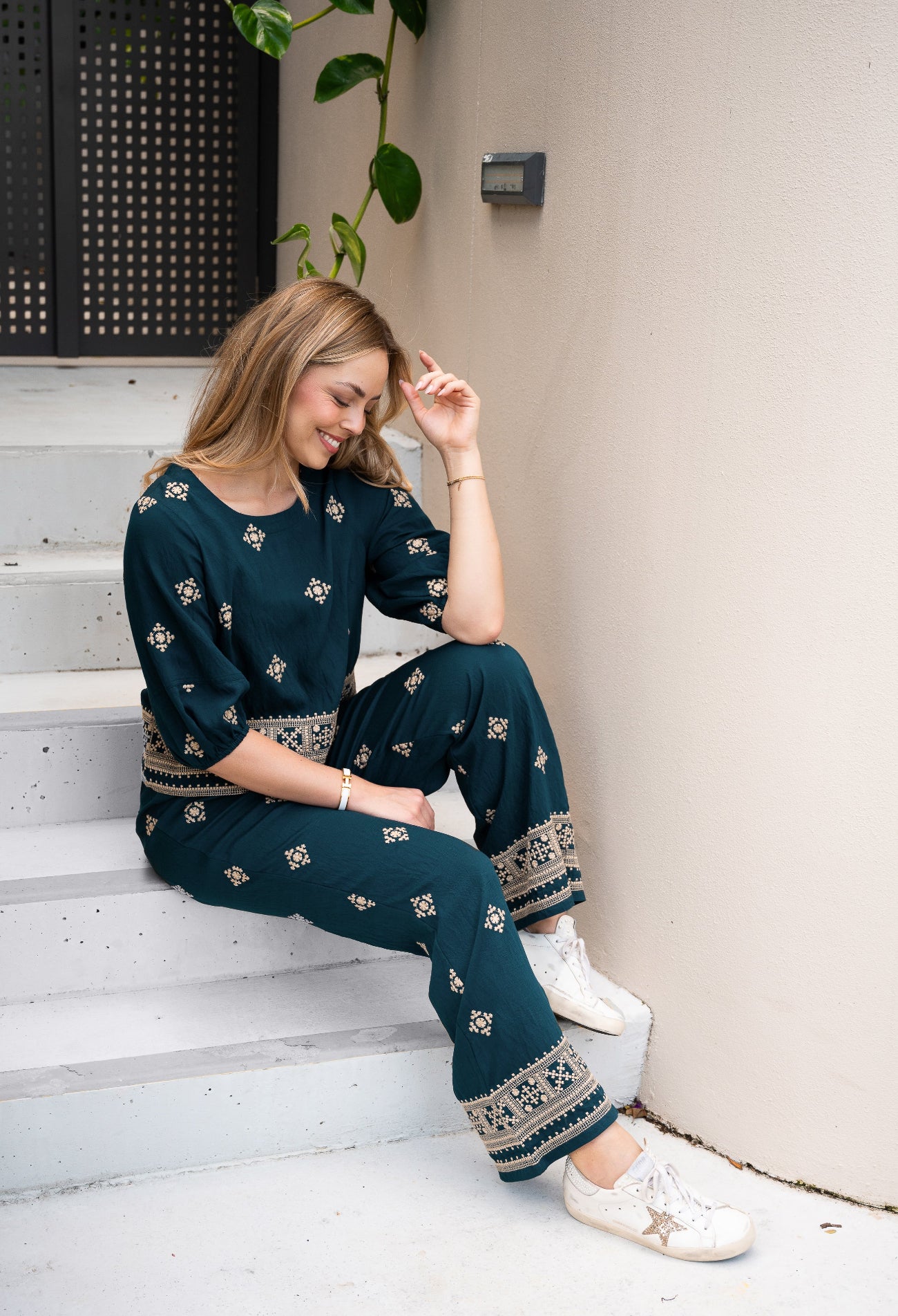 Emberlace Forest Green Embroidered Top