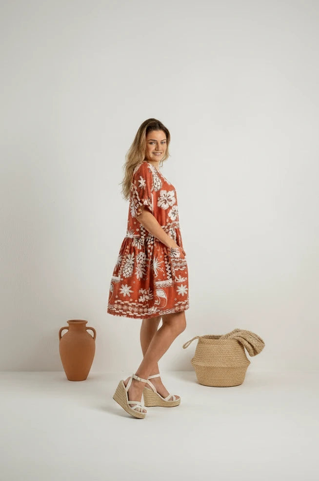 Stacey Fruity Shores Sundress Rust