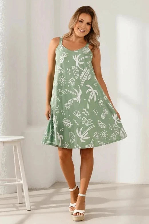 Margot Wide Strap Dress Fruity Khaki