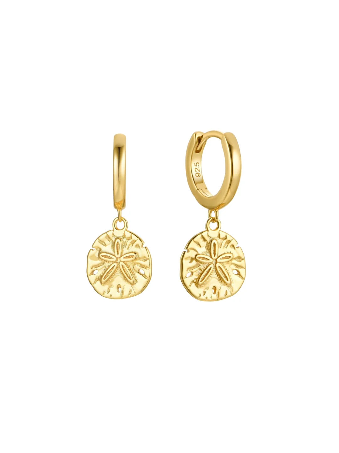Sand Dollar Hoops in 18k Gold Vermeil