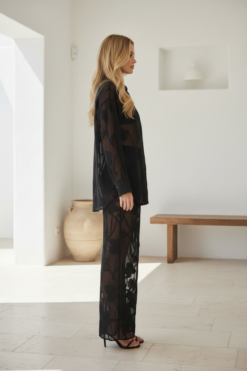 Keeley Leaf Sheer Pant Set