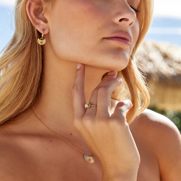 Moon Gazer Earrings in Gold with Green Amazonite