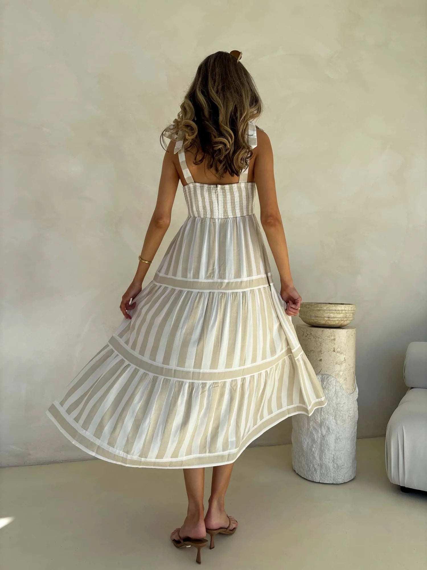Cleo Stripped Midi Dress