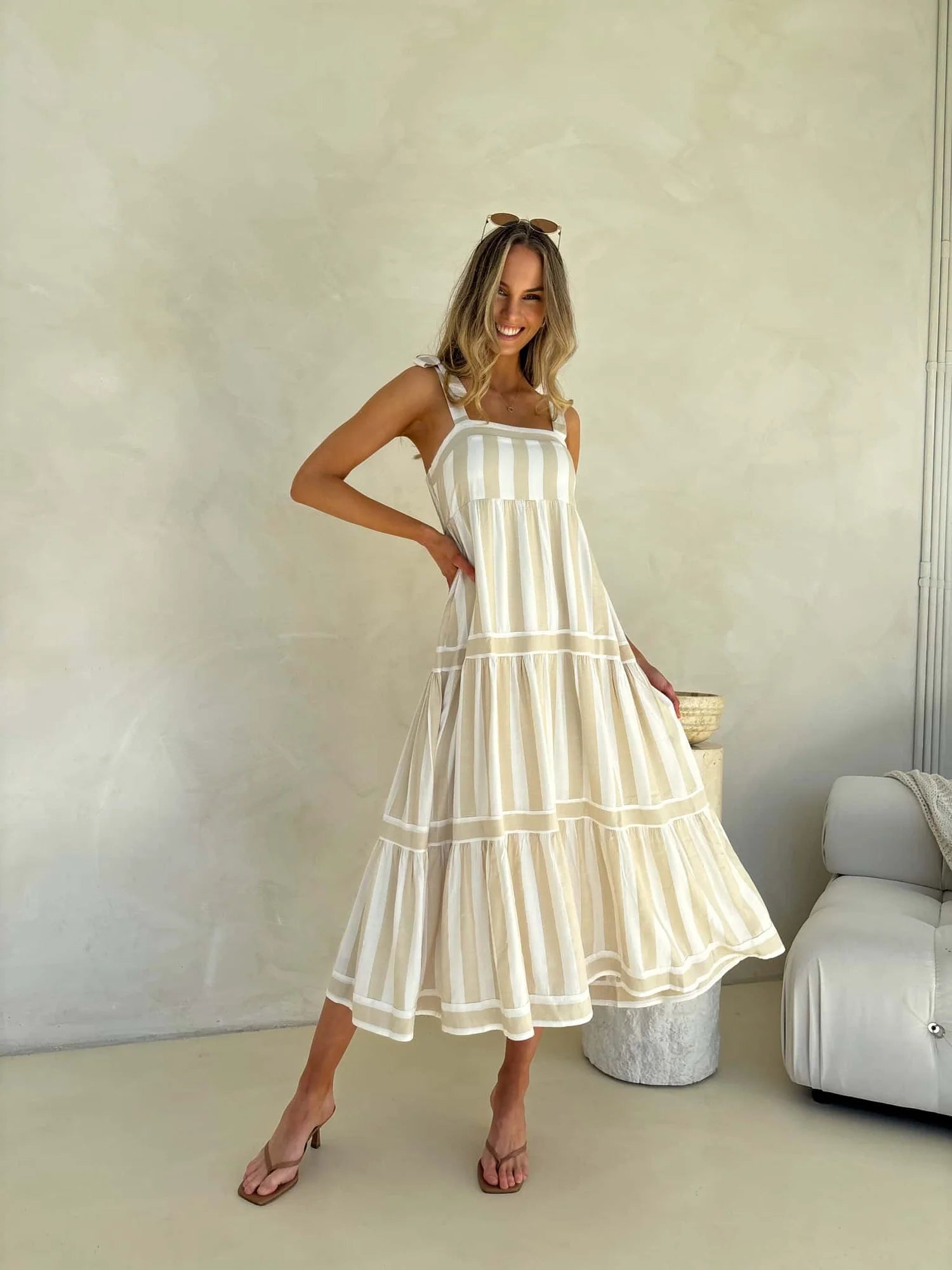 Cleo Stripped Midi Dress